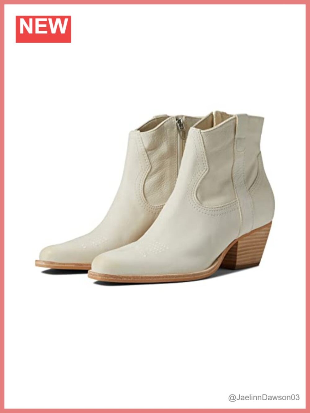 Synthetic Almond Toe Ankle Western Bootie with Block Heel